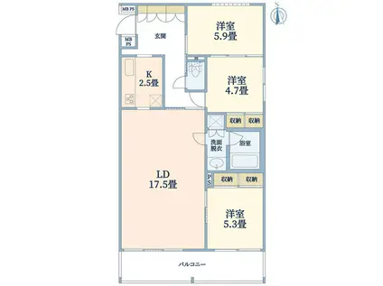 ウェルスクエア碑文谷(3LDK/3階)の間取り写真