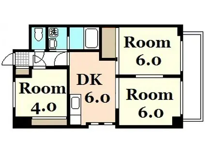 アップルビル(3DK/4階)の間取り写真