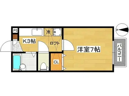 センチュリー大和(1K/2階)の間取り写真