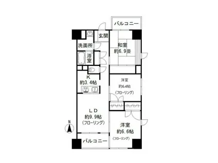 SHフラット(3LDK/2階)の間取り写真