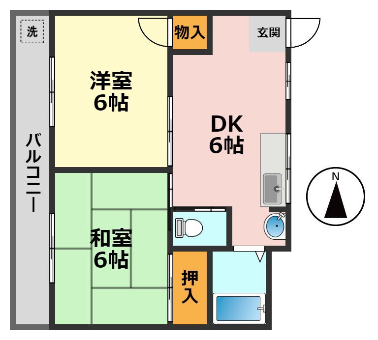 藤ハイツ(2DK/3階)の間取り写真