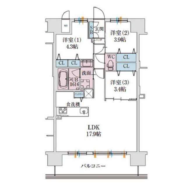 スプランディッド梅田グランノース(3LDK/3階)の間取り写真
