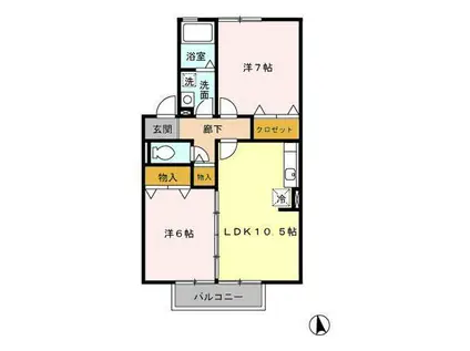 セジュール華(2LDK/2階)の間取り写真
