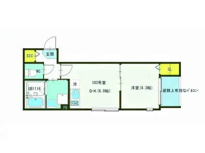 ブランシェ志茂(1DK/1階)の間取り写真