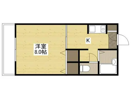 ローズガーデンD(1K/2階)の間取り写真