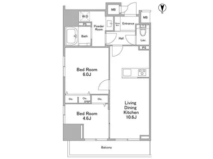 リバーレ浅草ウエスト(2LDK/9階)の間取り写真