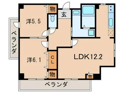 サンクチュアリ深江本町(2LDK/6階)の間取り写真