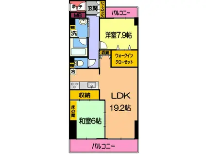 ゆとりす長嶺1棟(2LDK/1階)の間取り写真