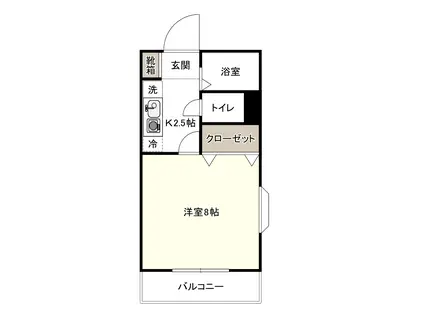 小松ビル(1K/3階)の間取り写真