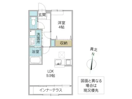 INFIELD D (1LDK/1階)の間取り写真