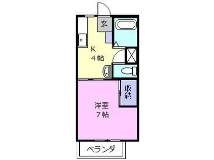 エトワールSA A棟(1K/2階)の間取り写真