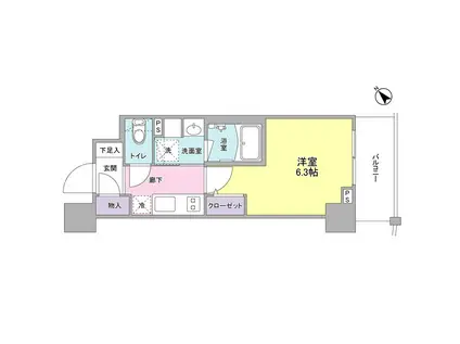 ORGE鶴見(1K/6階)の間取り写真