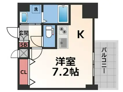 フォーリアライズ大阪エレナ(1K/2階)の間取り写真