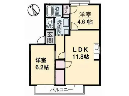 コーポ平井 A棟(2LDK/2階)の間取り写真