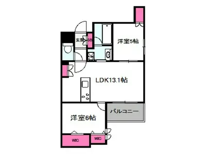 内代レジデンスノース(2LDK/2階)の間取り写真