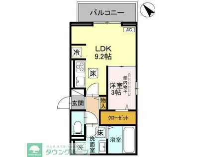 クレシア武蔵浦和(1LDK/1階)の間取り写真