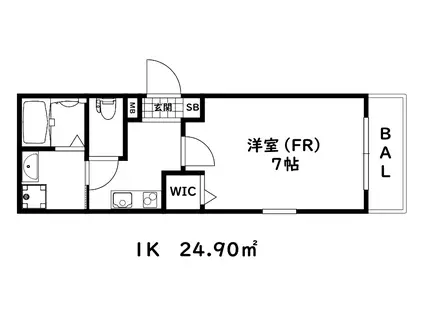 ワコーレヴィータ二宮町(1K/3階)の間取り写真