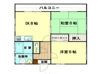 リンデンハイム(2DK/2階)の間取り写真