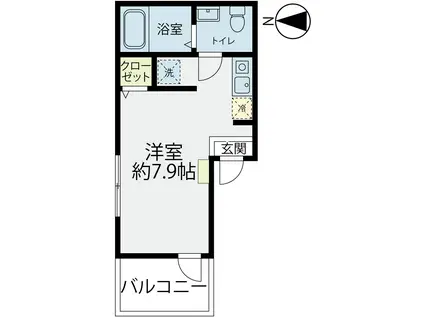MELDIA大宮B(ワンルーム/2階)の間取り写真