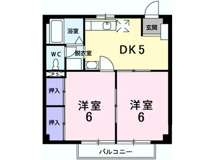 パルまるみ(2DK/2階)の間取り写真