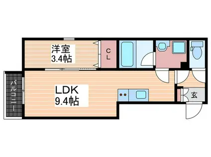 GREENHILL HATSUKAITI(1LDK/1階)の間取り写真