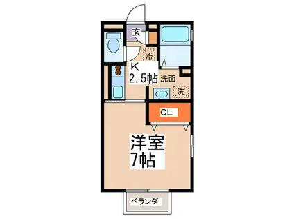 セジュール(1K/1階)の間取り写真