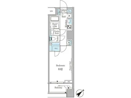 ルビア赤坂(1K/11階)の間取り写真
