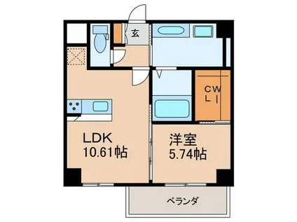CREST西新(1LDK/11階)の間取り写真