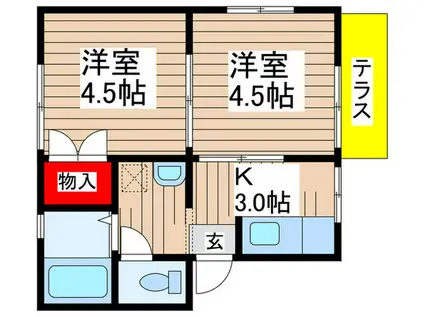 イレブンハイツ(2K/1階)の間取り写真