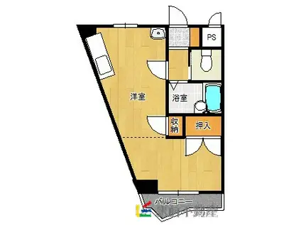 サンライズヒル(ワンルーム/2階)の間取り写真