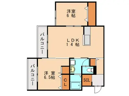 ビレッジA(2LDK/2階)の間取り写真