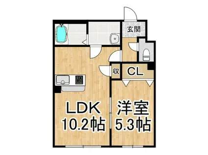 ブライズシーズン川上(1LDK/2階)の間取り写真