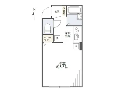 リブラブ四谷(ワンルーム/1階)の間取り写真