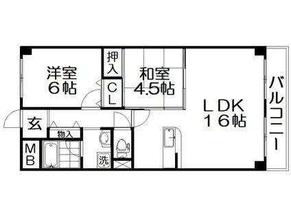 香里プラザII(2LDK/7階)の間取り写真