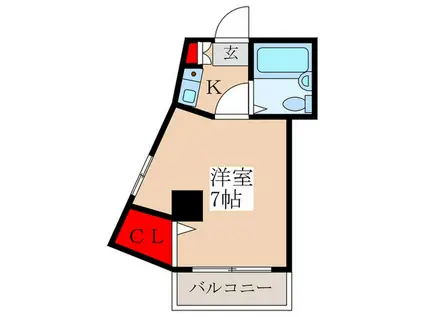 瀬谷ビル(1K/2階)の間取り写真