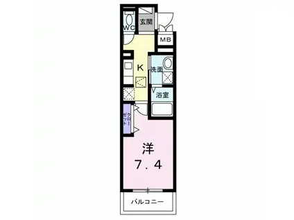 ヒカルサ京都御薗橋通(1K/1階)の間取り写真