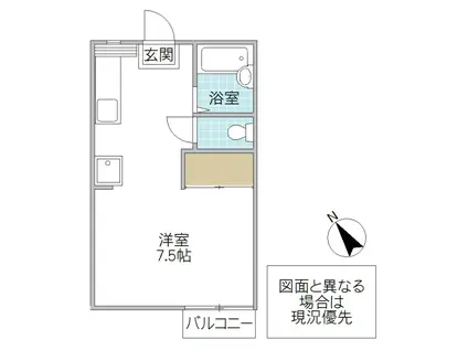 アーバンハイツ(ワンルーム/2階)の間取り写真