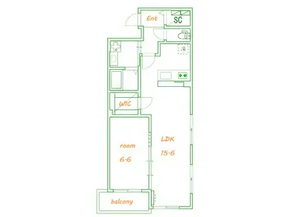 ディアパレス宮の前(1LDK/4階)の間取り写真