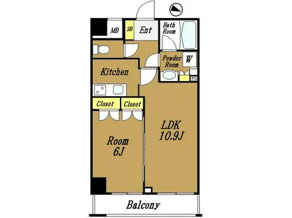 パレステュディオ新宿パークサイド(1LDK/2階)の間取り写真