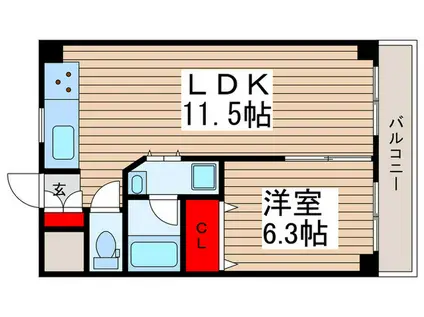 朝日ビル(1LDK/2階)の間取り写真