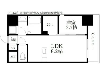 MODERN PALAZZO博多駅東(1LDK/6階)の間取り写真
