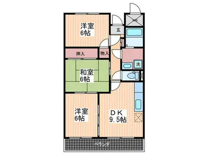 ソレイユ庚午(3DK/2階)の間取り写真