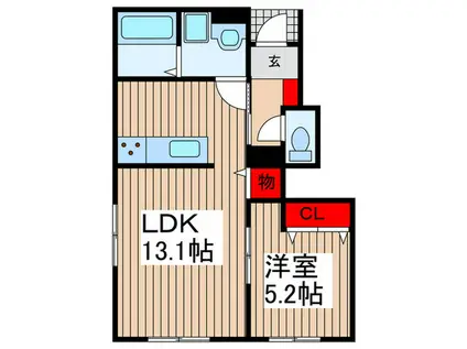 リーブルファイン久喜南(1LDK/1階)の間取り写真