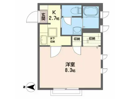 フォレスト・ユー(1K/1階)の間取り写真