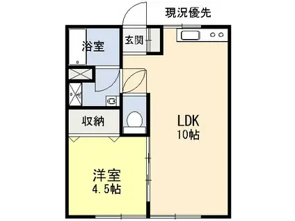 GRANDOOL城北(1LDK/1階)の間取り写真