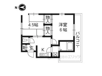 ウエスト ヴィレッジ(2K/2階)の間取り写真