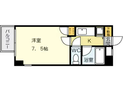 コンドミニアム北九大前(1K/3階)の間取り写真