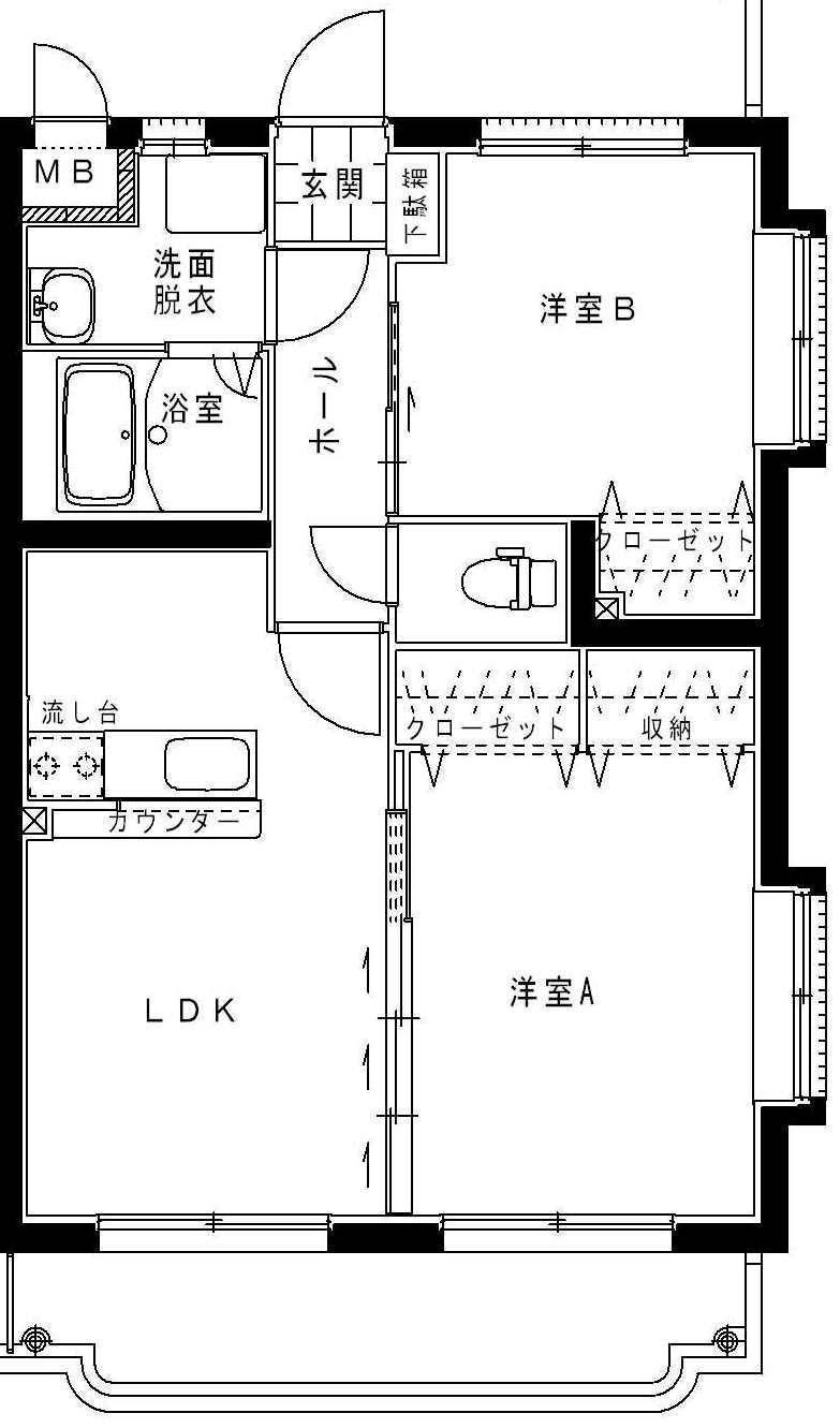 ラフィーナコート(2LDK/2階)の間取り写真
