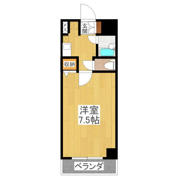 ランドパレス宇都宮平成通(1K/8階)の間取り写真