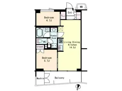 代々木参宮橋テラス(2LDK/3階)の間取り写真